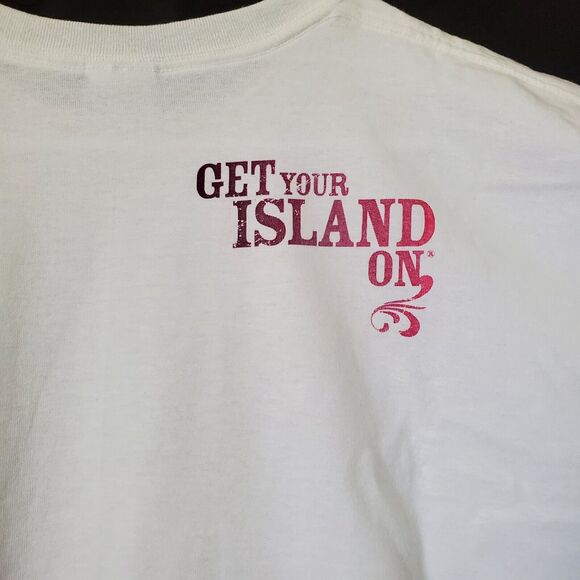 Malibu Rum Unisex L T Shirt White Short Sleeve Crew Get Your Island On New - Picture 4 of 7